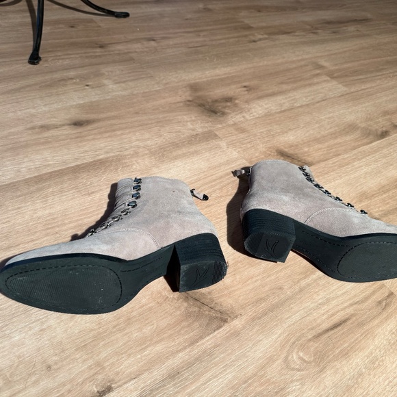 Lace up, side-zip suede boots with removable insole. - Picture 3 of 6